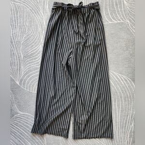 Black and White Striped Wide-Leg Pants